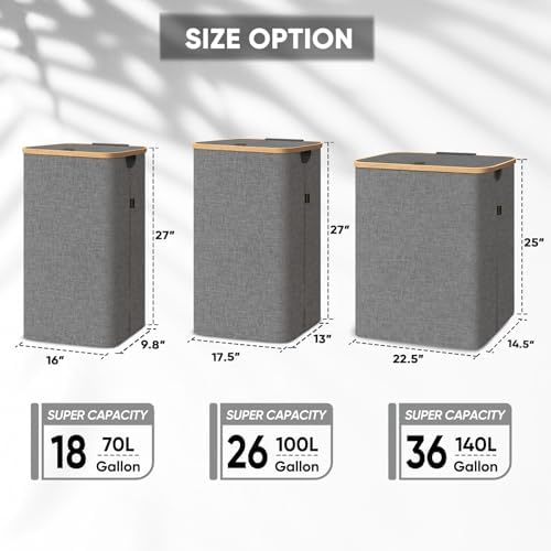 BALEINE 100L Laundry Hamper with Lid, Large Laundry Basket Bin