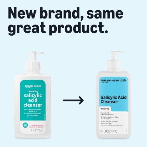 Amazon Essentials Cleanser Face Wash - Renewing Salicylic Acid with Ceramides & Vitamin D, 8 fl oz, 1-Pack (Previously Amazon Basics)
