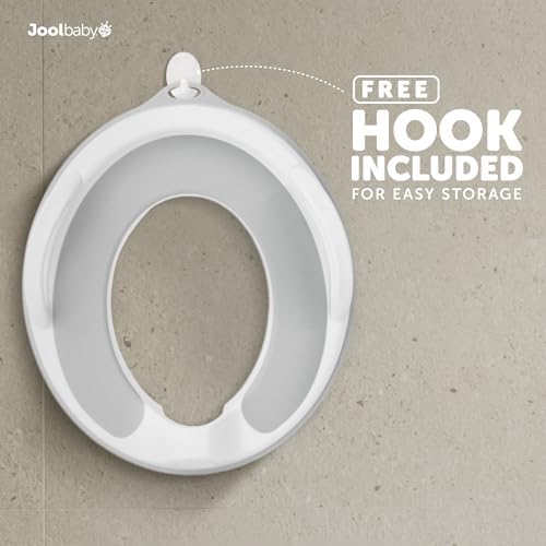Jool Baby Potty Training Seat for Boys and Girls With Handles, Fits Round & Oval Toilets, Non-Slip with Splash Guard, Includes Free Storage Hook (Gray)