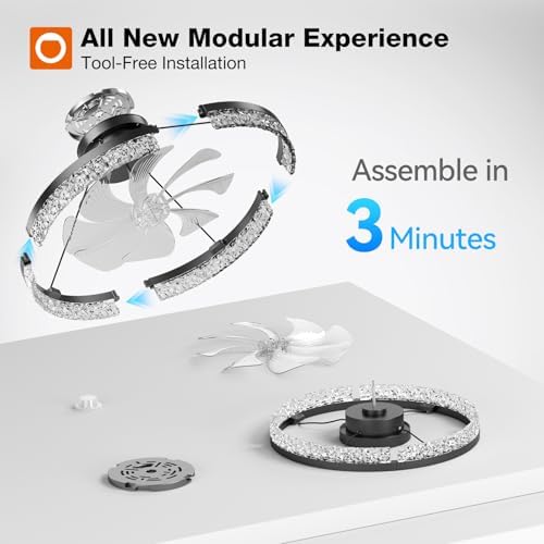 addlon 20" Ceiling Fans with Lights and Remote, Low Profile Fandelier