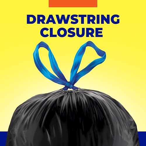 Hefty Essentials 30 Gallon Trash Bags, Black, Unscented, 56ct