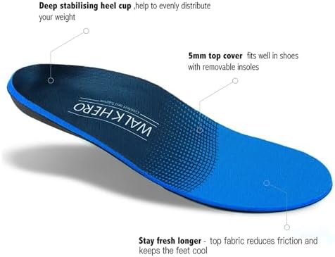 WalkHero Arch Support Inserts for Women Men, Plantar Fasciitis Relief