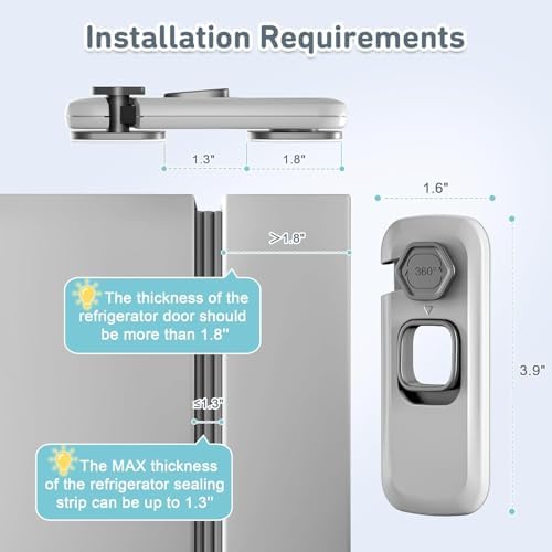 2 Pack Fridge Lock, Freezer Door Lock Child Safety, 3M Adhesive Hold