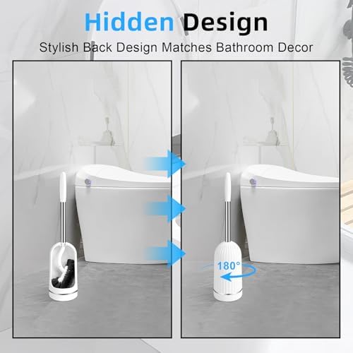AONEZ Toilet Brush and Holder Set, Deep Under-Rim Cleaning, Vented Holder