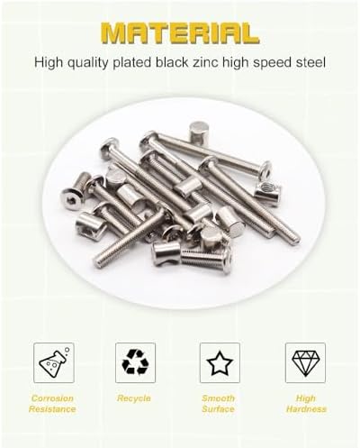 Crib Screws Hardware Replacement Kit - 16 Set M6 Hex Drive Socket Cap Barrel Nuts Assortment Kit for Baby Bed Cribs Furniture, M6x40/50/60/70/80mm