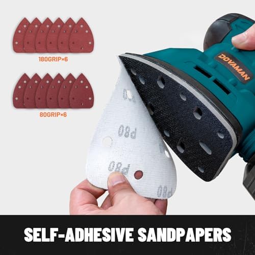 DOVAMAN 130W Detail Sander, 12000RPM Palm Sander Tool