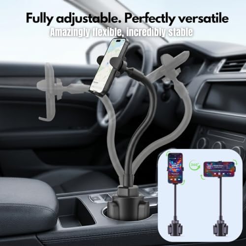 Cup Holder Phone Mount 15 Inch Adjustable Gooseneck Arm for Car