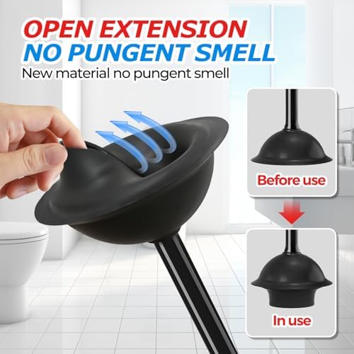 FORASTO Toilet Plunger with Holder - Heavy Duty Bathroom Cleaning Tools