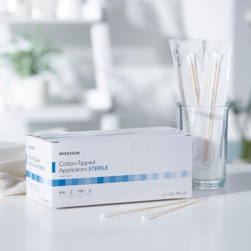 McKesson Sterile Cotton Tipped Applicators, Cleaning, 6 in, 200 ct