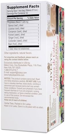 Hyleys Colon Cleanse Tea, Assorted, 42 Individually Wrapped Herbal Tea Bags