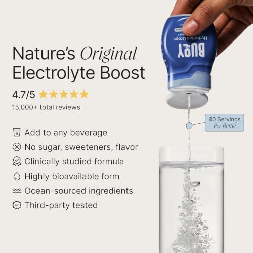 Buoy Electrolyte Drops | 120 Servings | No Sugar, No Sweeteners | 87+ Trace Minerals, Vitamins & Antioxidants | Subtle Mineral Taste | Hydration Supplement - Unflavored 3 Pack