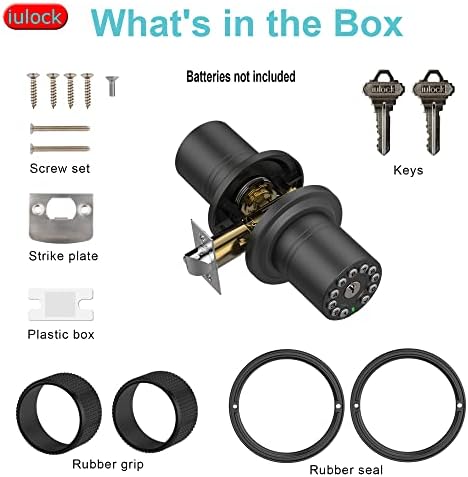 iulock Keypad & Key Smart Door Lock, 50 User Codes, Waterproof, Auto Lock - Matte Black