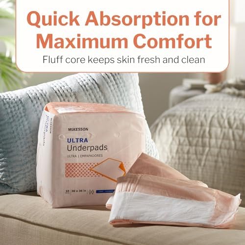 McKesson Underpads Bed Pads, Heavy Absorbency, 30 x 36 in, 100 ct