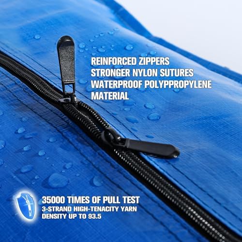 Heavy Duty Blue Moving Bags with Strong Zipper Handles Backpack Straps