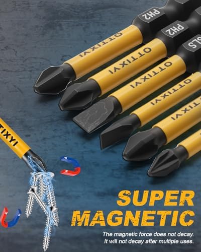 Magnetic Screwdriver Bit Set, 10 PCS, 2 in, 1/4 in Hex, PH/PZ/SL