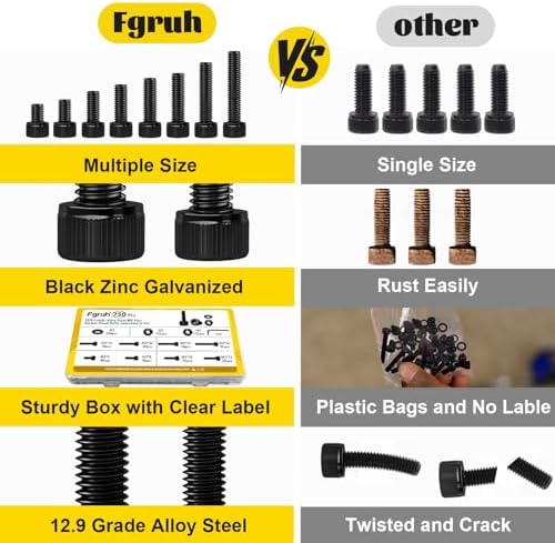 750PCS M3 Hex Socket Screw Assortment Kit,M3x6/8/10/12/16/20/25/30 mm