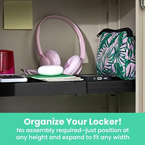 LockerMate Adjust-A-Shelf Locker Shelf for School Organization, Adjustable 12-15", Holds Up to 10 lbs, Black