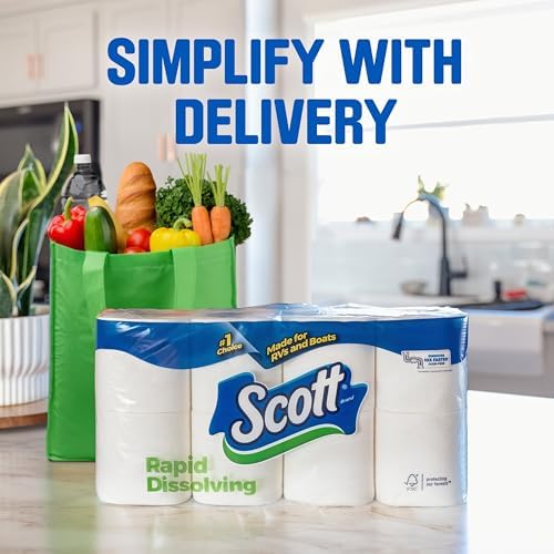 Scott Rapid-Dissolving Toilet Paper, 12 Double Rolls, 231 Sheets per Roll