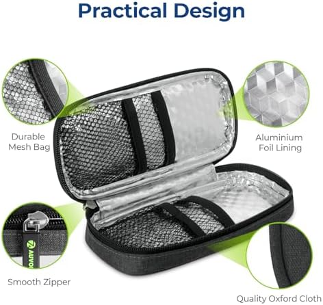 AUVON Lightweight Insulin Cooler Travel Case, 3-Layer Thickened Insulation