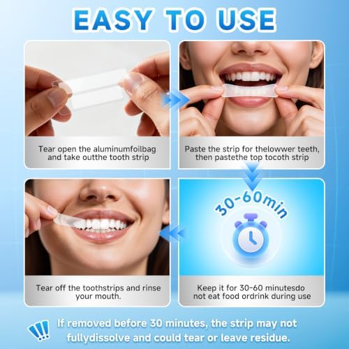 Milumber Teeth Whitening Strips for Sensitive, 42 Strips(21 Uses), Mint