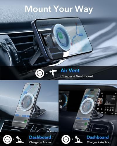 ESR for MagSafe Car Mount, Car Phone Holder for iPhone 17-12,Samsung/Google
