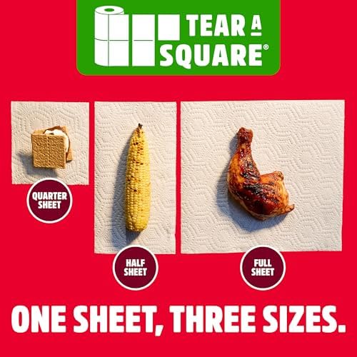 Brawny Tear-A-Square 3-Ply Paper Towels, 6 Double Rolls = 12 Regular Rolls