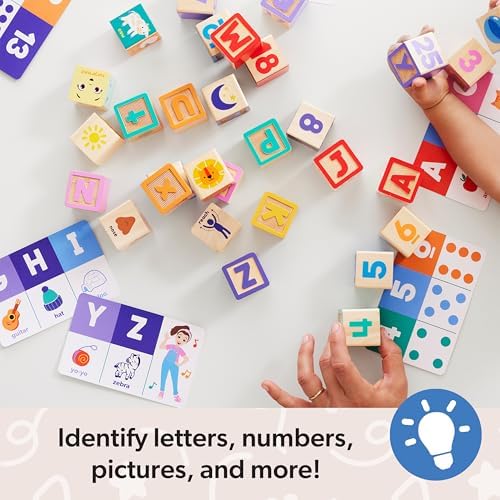 Melissa & Doug Ms. Rachel Letter, Number, and Game Wooden Learning Blocks with Activity Cards for Girls and Boys Toddlers Ages 18 Months+ - FSC Certified