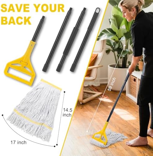 Commercial Mop with 3 Large Replacement Heads,Heavy Duty Industrial Mops
