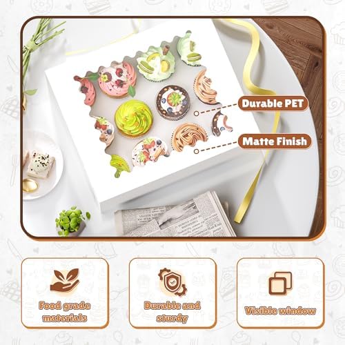 RYDDOY 4 Pack White Cupcake Boxes, Hold 12 Count Cupcake, Cupcake Carriers