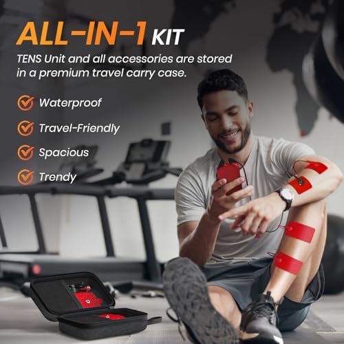 AVCOO 3-in-1 TENS Unit Muscle Stimulator for Pain Relief, 24 Modes, EVA Bag