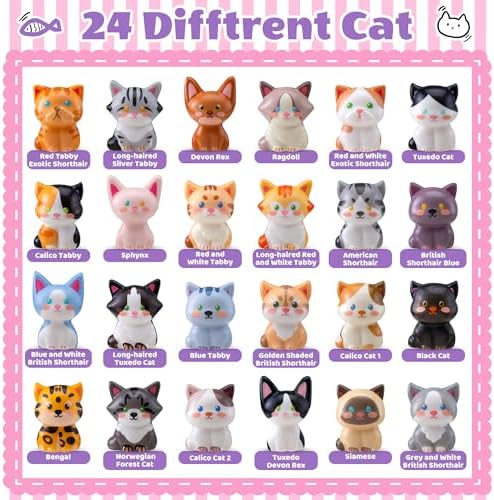 DMIGHT 24PCS Cat Squishy Toys, Cat Party Favors & Classroom Prizes for Kids