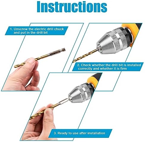 19 Pcs Hex Shank Drill Bit Set, 1/16"-1/4", HSS Titanium Twist, Metal, Wood