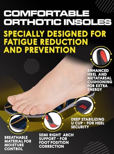 CRUVHEAL Work Orthotic Plantar Fasciitis Boot Insoles Men Women Blue, XL