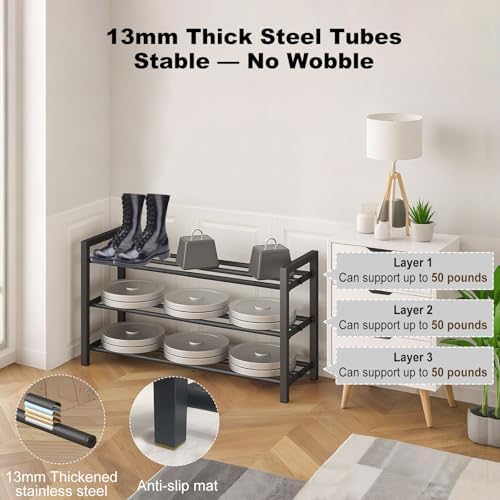 Expandable Metal Shoe Rack for Closet & Entryway, Shoe Storage Organizer