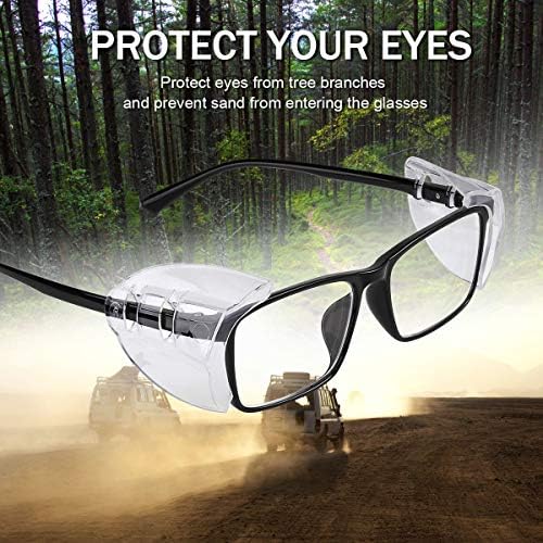 MELASA Safety Glasses Side Shields for Glasses, Slip on Clear Eye Glasses
