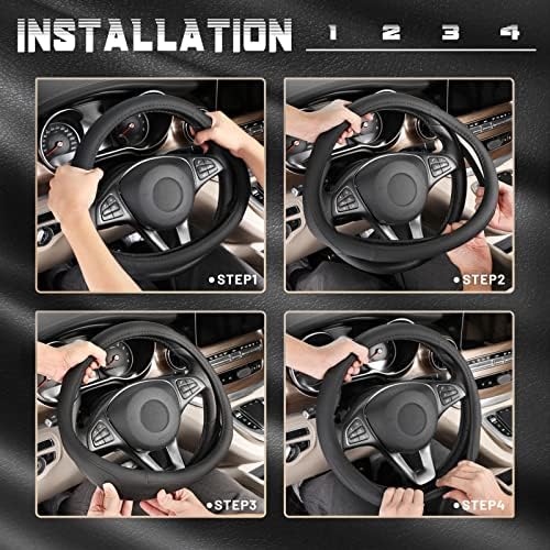 SEG Direct Black Microfiber Leather Auto Car Steering Wheel Cover 15 inch