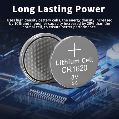 PKCELL 5 Pack CR1620 Battery CR1620 3V Lithium Battery