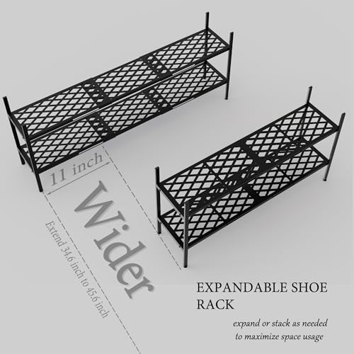 Shoe Rack, 45.6" Expandable Shoe Storage Organizer for Closet - Stackable