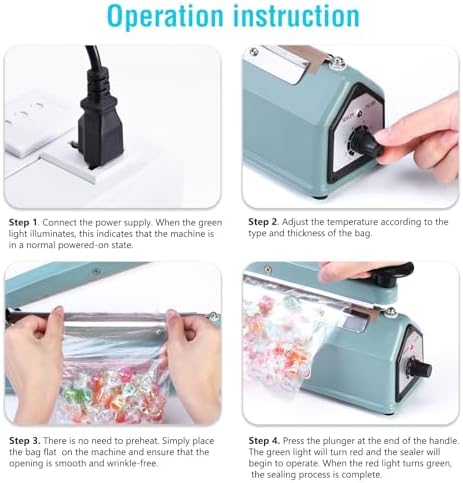 METRONIC Impulse Sealer 8 inch, Manual Heat Sealer Machine for Plastic Bags
