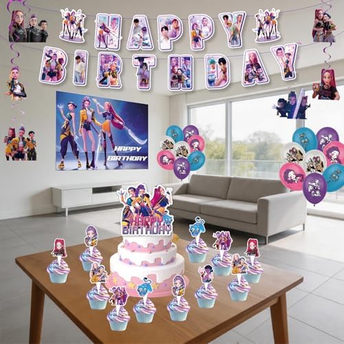50 Pcs For K Pop Demon Hunters Party Supplies, Birthday Decorations Set
