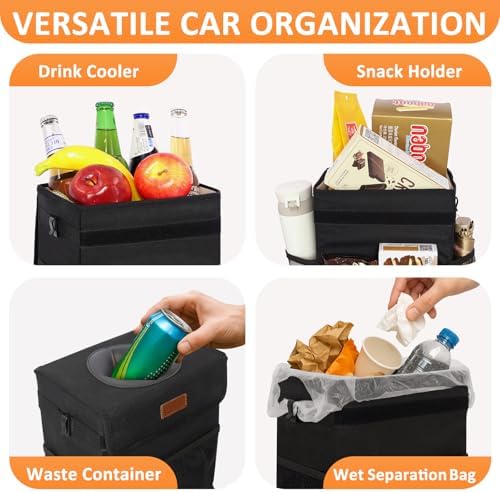 Vankor Car Trash Can with Lid Leak Proof Car Accessories for Women