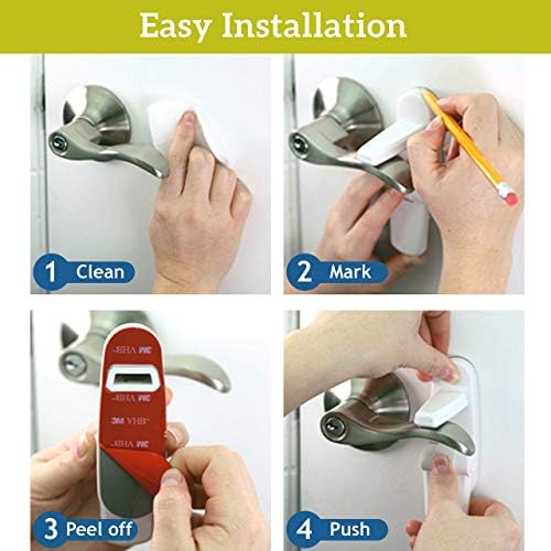 Door Lever Lock (2 Pack) – Prevents Toddlers from Opening Doors – Easy One-Hand Operation for Adults – Durable ABS with 3M Adhesive Backing – No Tools Needed for Install