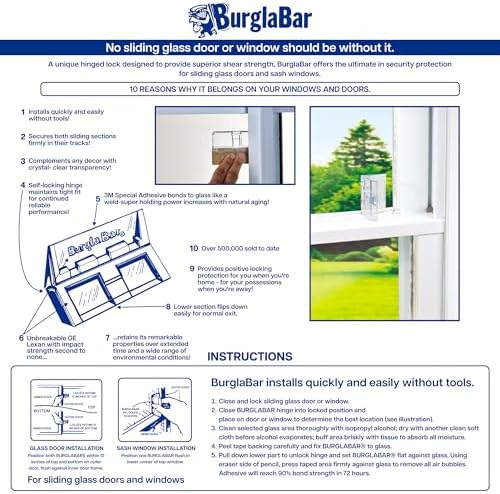 Burglabar 2 Pack Additional Security for Sliding Patio Doors and Sliding Glass Windows.