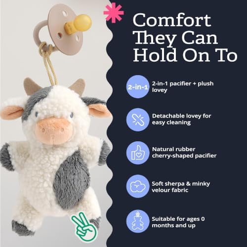Itzy Ritzy Pacifier & Lovey Set - Natural Rubber Pacifier with Plush Cow