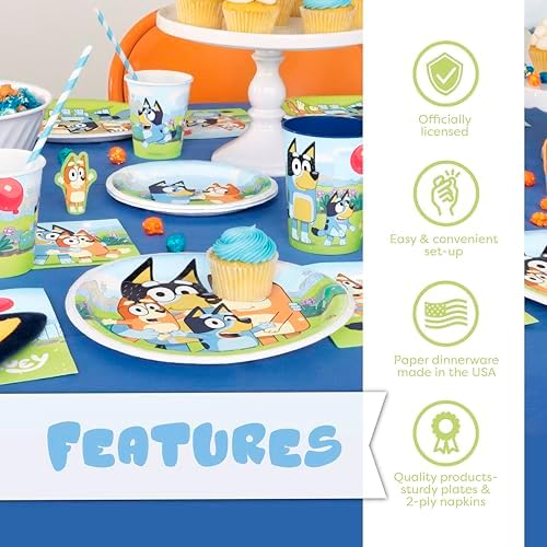 Bluey Birthday Decorations and Party Supplies with Balloons and Tablecloth
