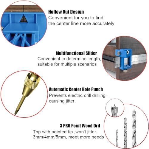 King&Charles Cabinet Hardware Jig&Auto Center Punch&Point Drill Bits