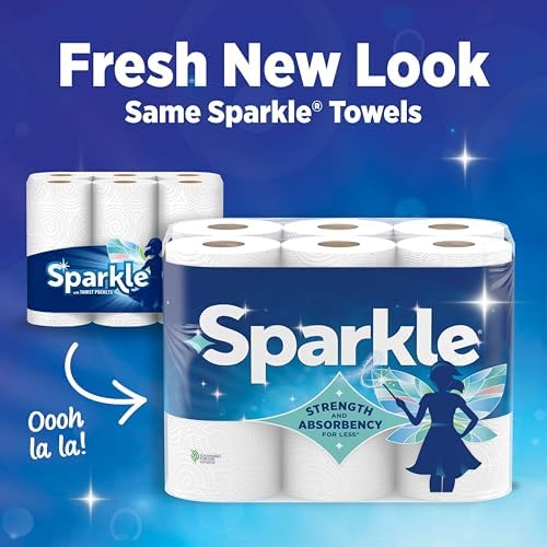 Sparkle Pick-A-Size Paper Towels, Spirited Prints, 2 Double Rolls, Strong 2 Ply Towels for Kitchen Cleanup and Everyday Messes
