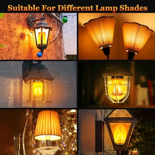 Y- STOP Upgraded Flame Light Bulbs, 4 Modes Flickering Light Bulb Outdoor with Upside Down Effect, E26 Base Flame Bulb for Christmas Decorations Outdoor, Halloween Lights, Party Decor (2 Pack)