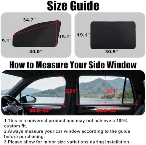 XCBYT Magnetic Car Window Shades for Side Window, 100% Blackout Privacy