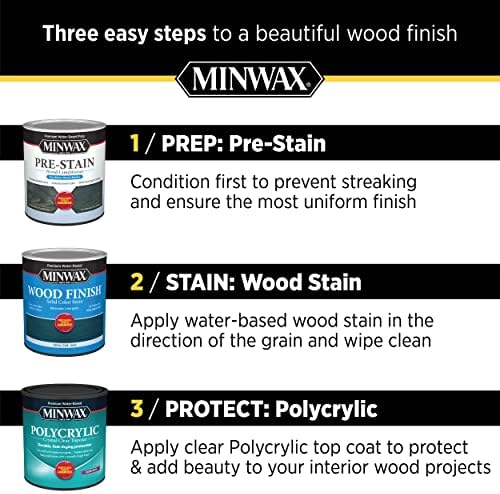 Minwax 233334444 Polycrylic Protective Wood Finish, Clear Satin, ½ Pint